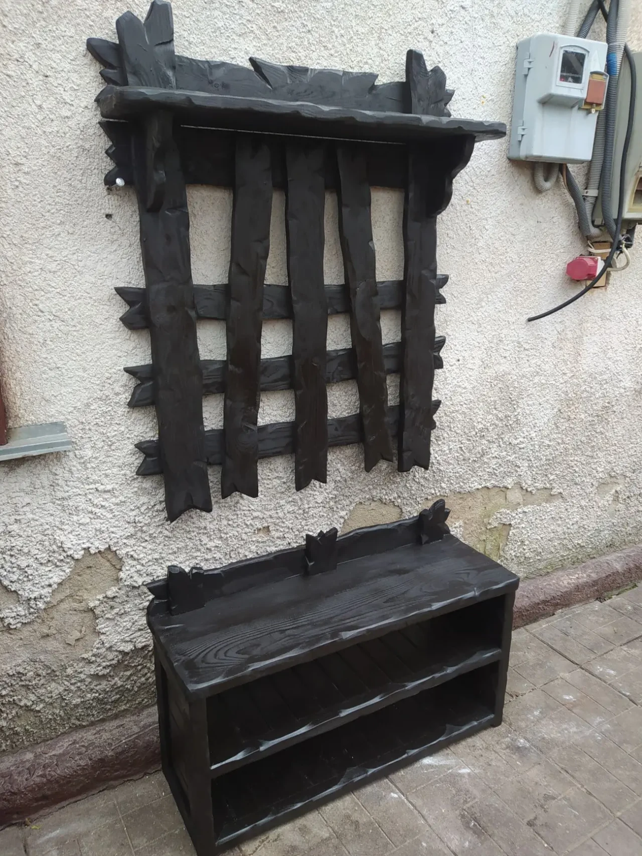 Прихожая банная деревянная под старину вешалка 3