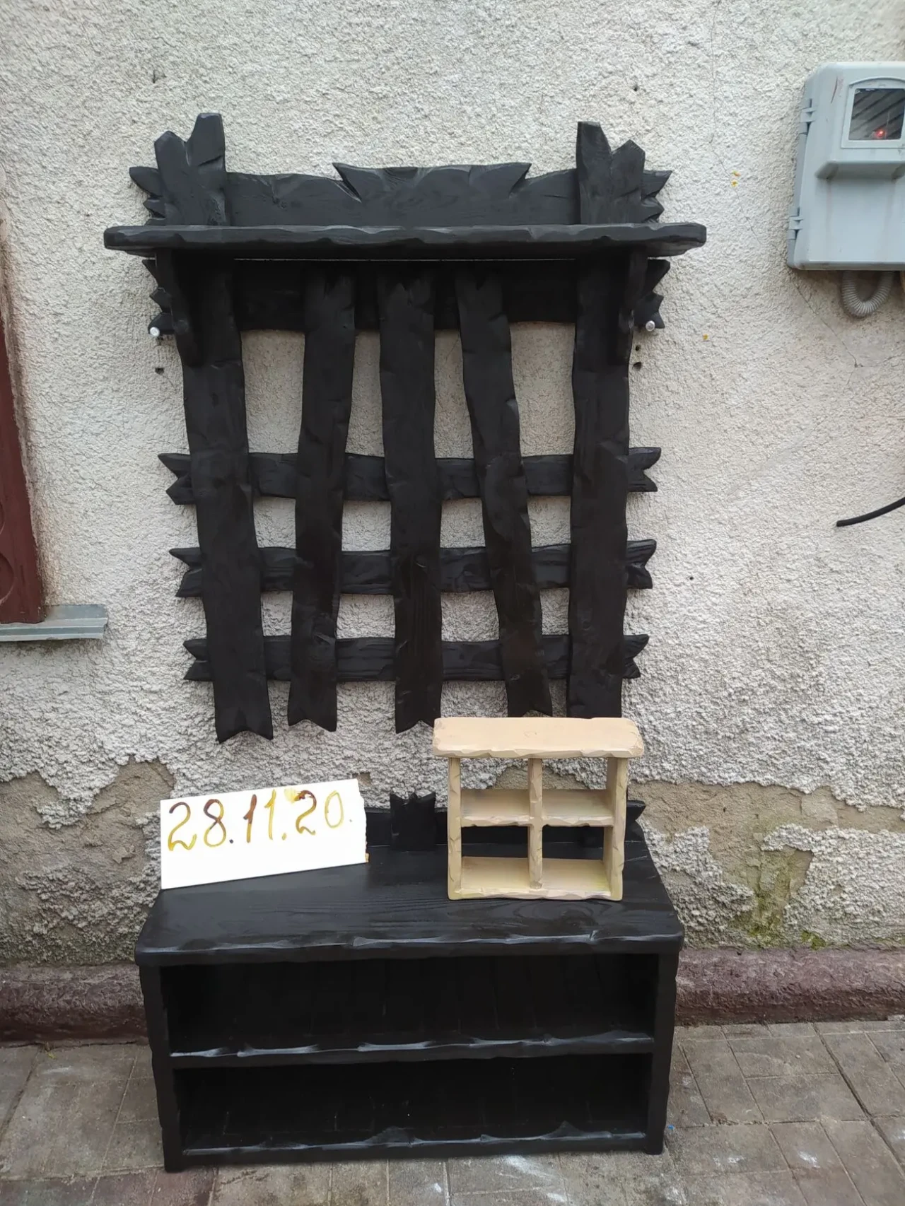 Прихожая банная деревянная под старину вешалка 4