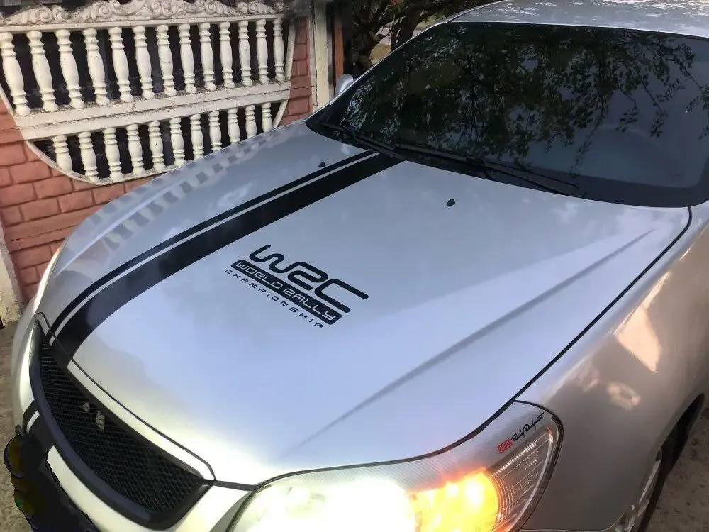 Наклейка на авто капот две полосы Wrc Белая 3