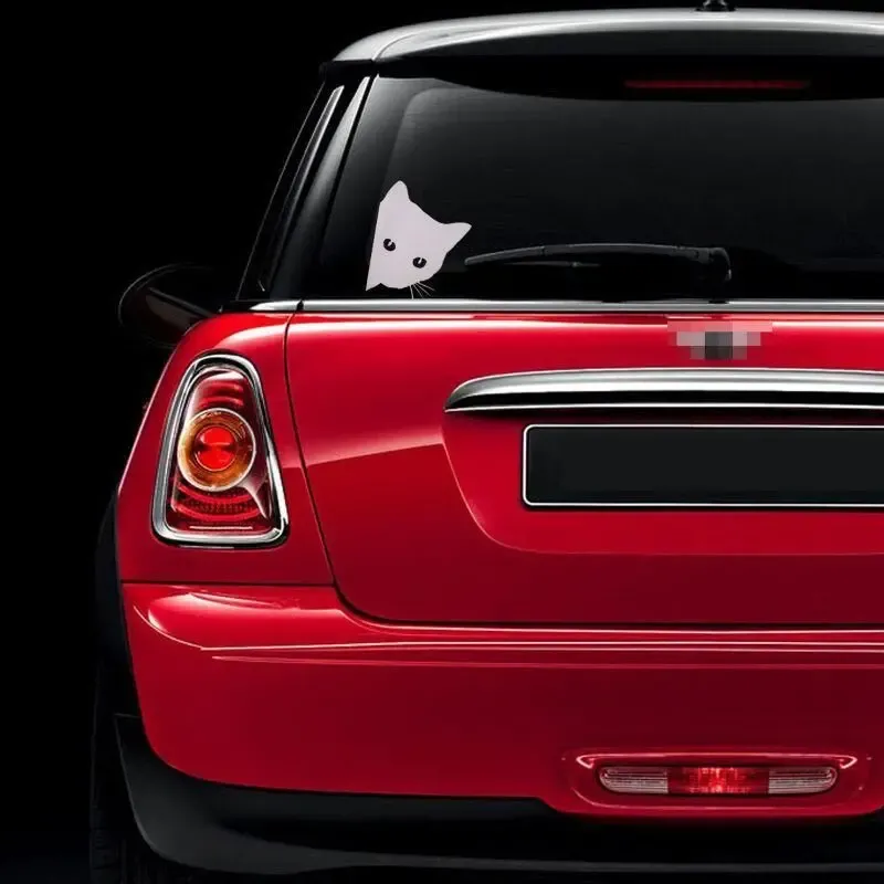 Наклейка на авто Кот на авто Белая, Чёрная 7