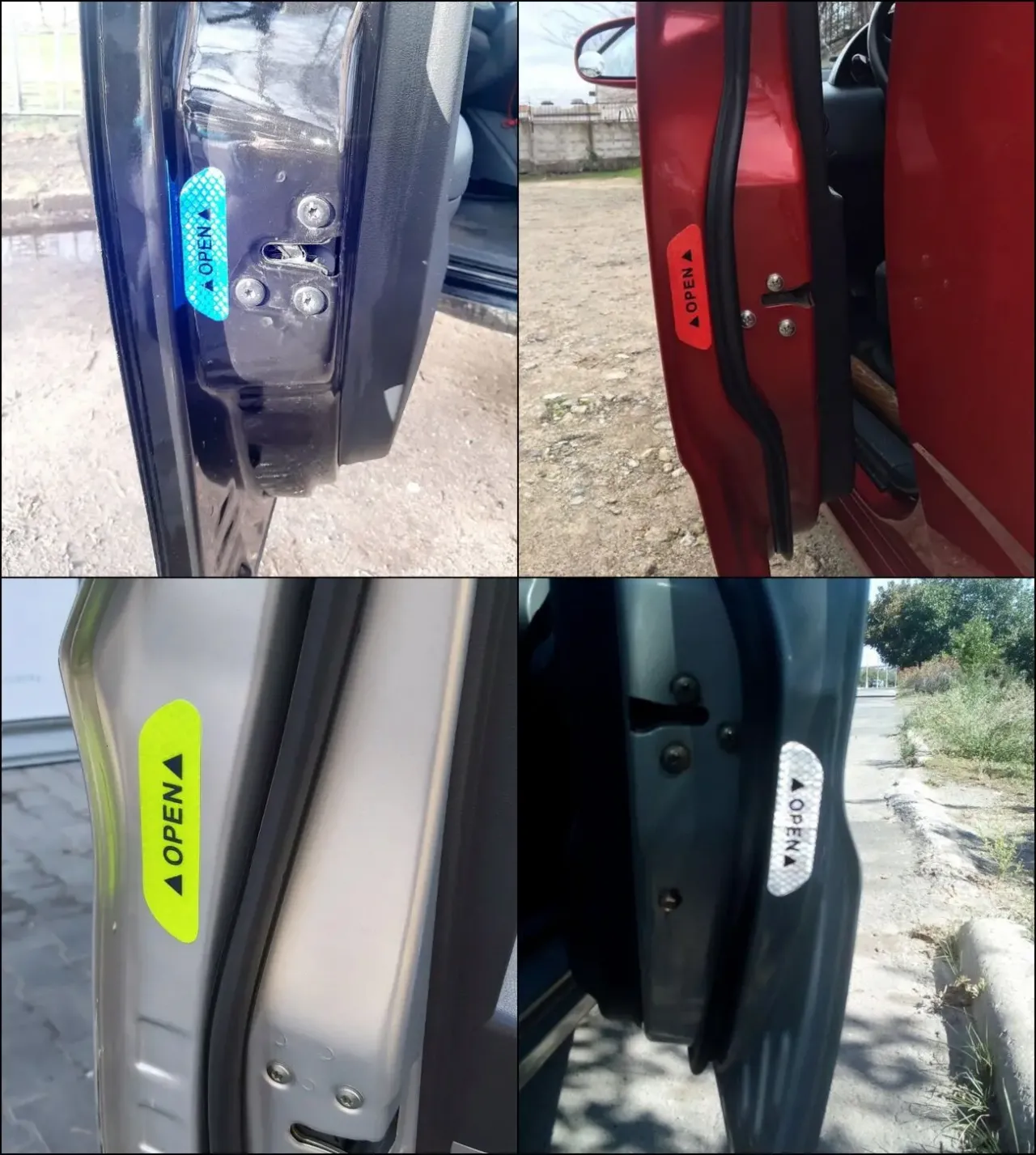 Наклейки на двери авто Open 4 шт зеленые, белые светоотражающая 8