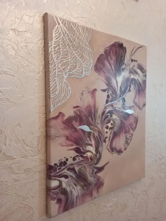 Павутинка. Інтер'єрний живопис, полотно, Fluid Artакрил та поталь 2