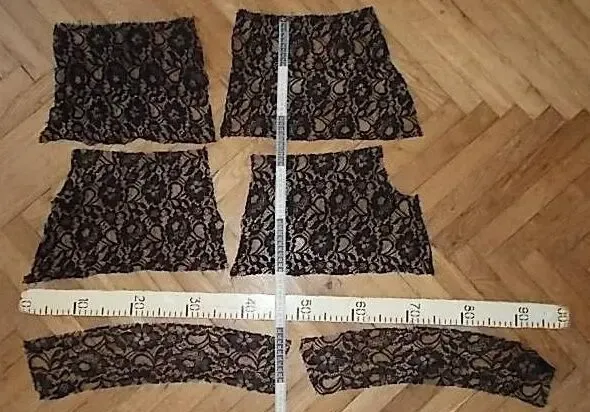 Ткань Кружевной гипюр черного цвета 6 кусков  Для рукоделия, поделок 2