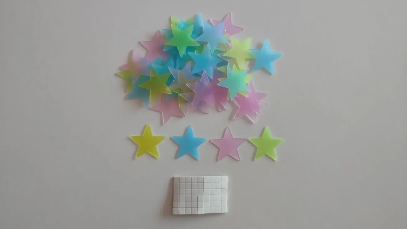 Звёзды 50 шт Разноцветные на потолок