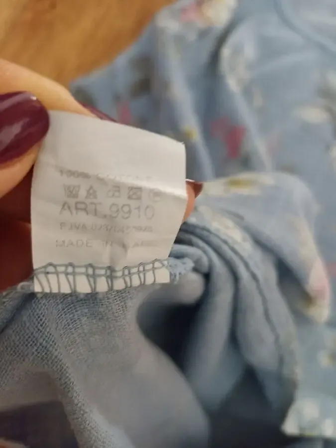 Итальянская блузка женская хлопок св голубая в цветочный принт 50-52 10