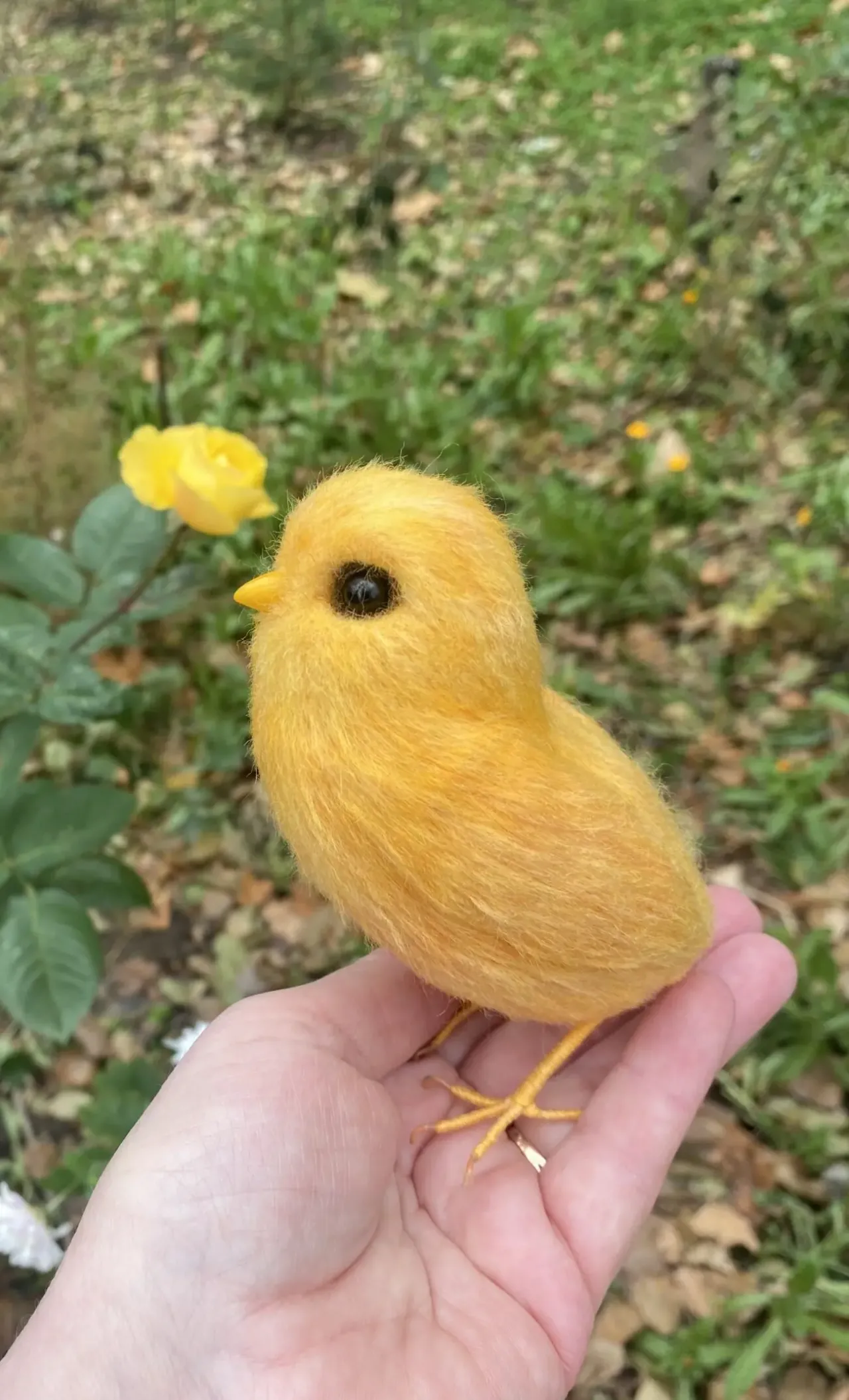 Ципленок іграшка валяна з шерсті інтерєрна курчатко хендмєйд 2