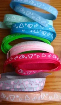 Лента репсовая сердечки, синяя, укр узор маки, ромбы, брючная, зимняя