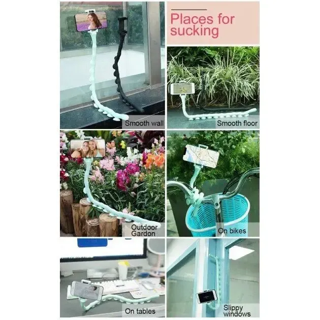 Універсальний гнучкий тримач для телефону ЧЕРВ'ЯЧОК з присосками 4