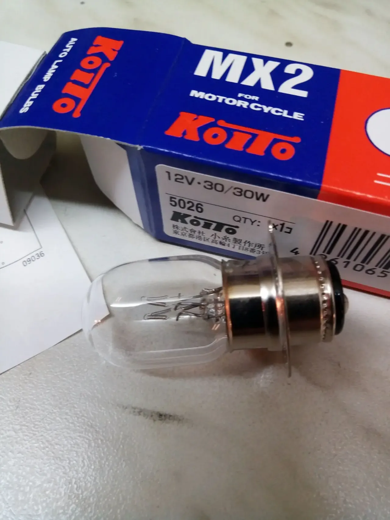 Лампа 12В 30/30Вт для мотоцикла, скутера, мопеда KOITO 5026