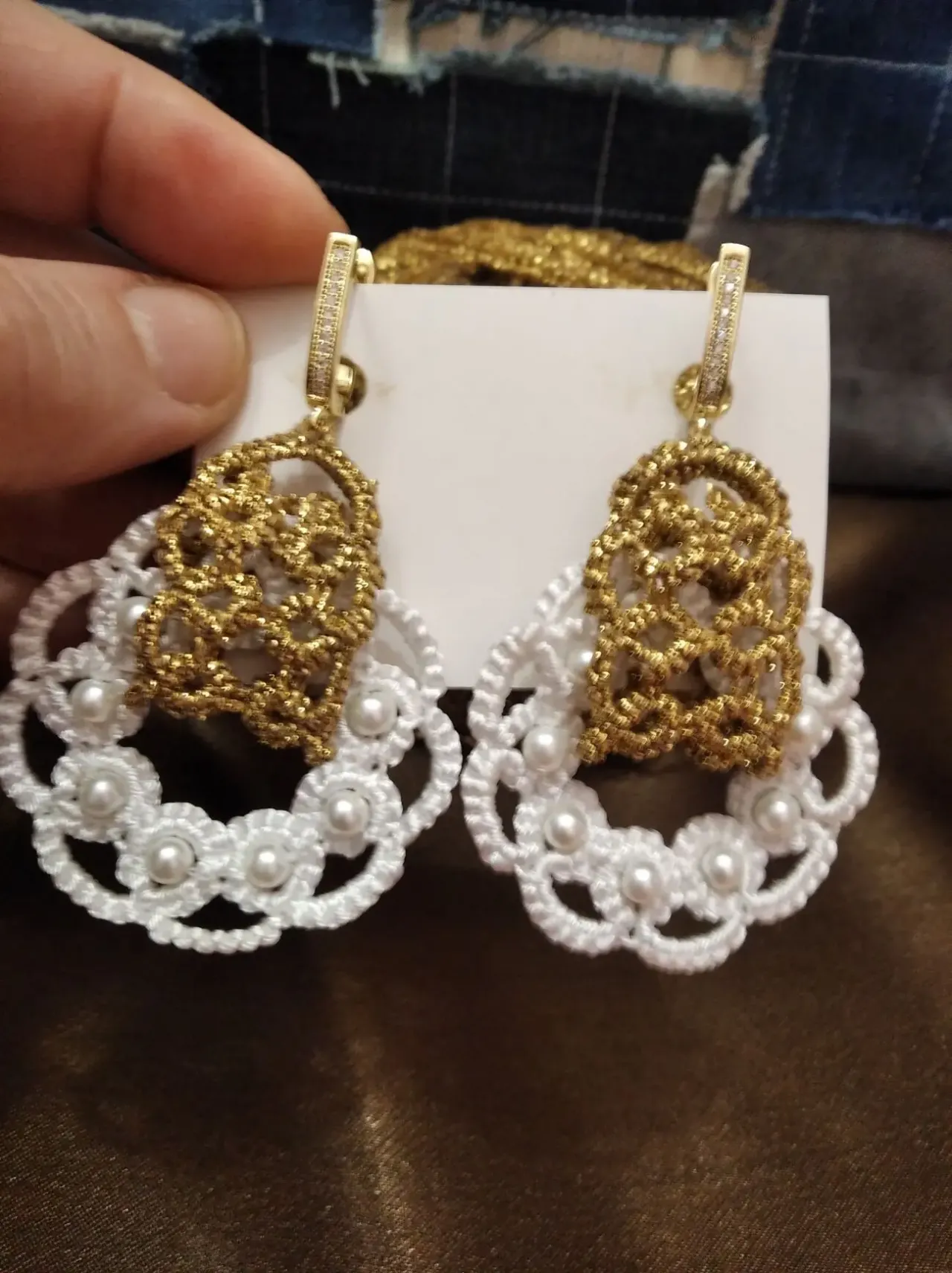 Сережки мереживні .Якзолото.. Техніка фріволіте анкарс.