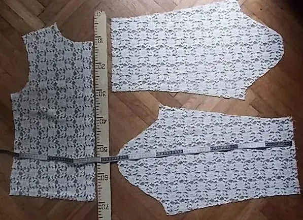 Ткань Кружевной гипюр светло кремово белый старина 5 кусков 6