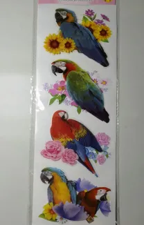 Наклейка попугаи ара объемная детская 4 шт лист а4. торг