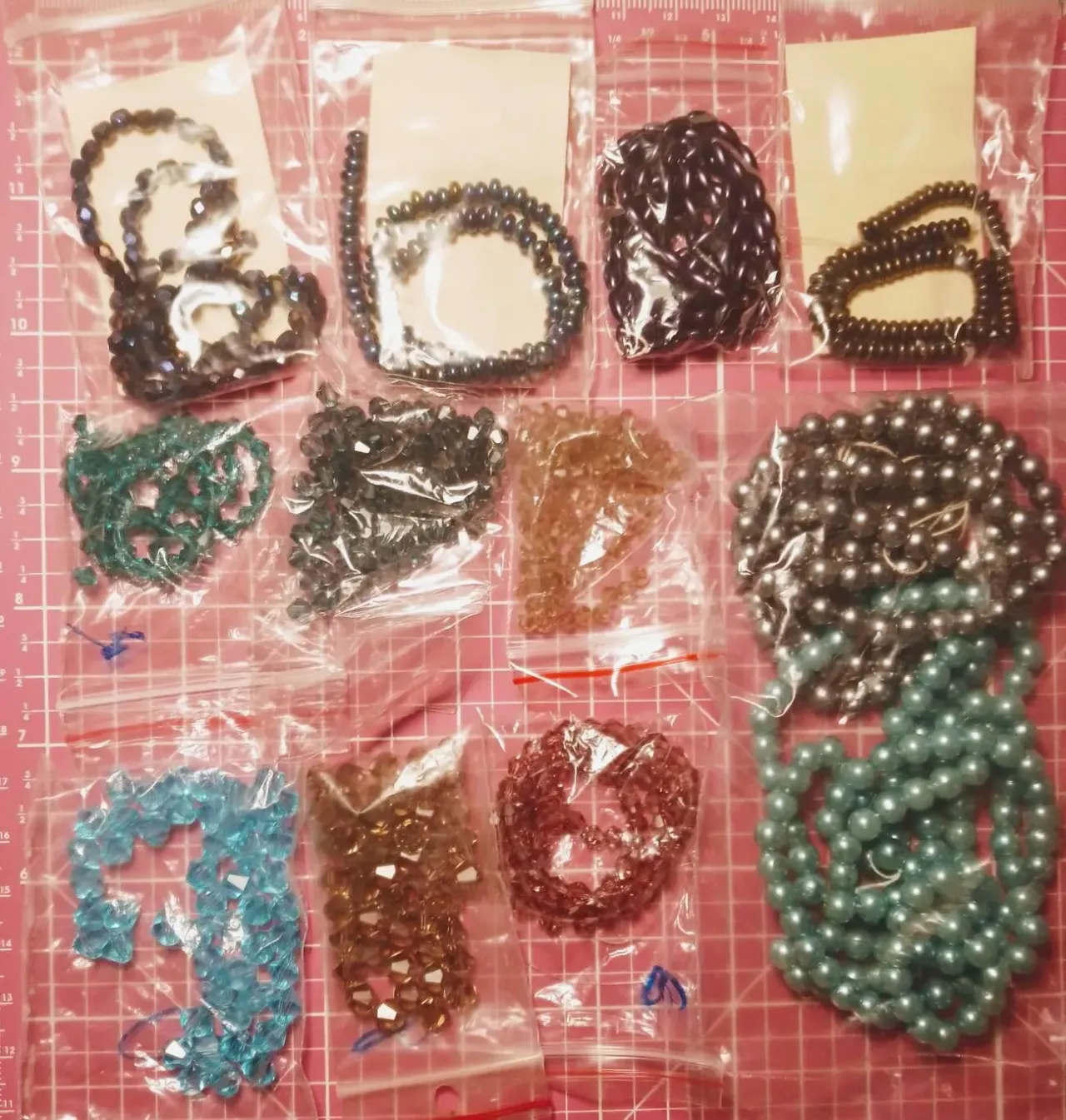 Бусины для бижутерии сваровски мелкие низки, пластик ромб, жемчуг