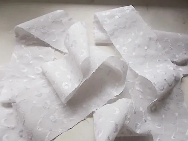 Ткань прошва хлопок батист белый с вышивкой шелком 3 куска For Hand