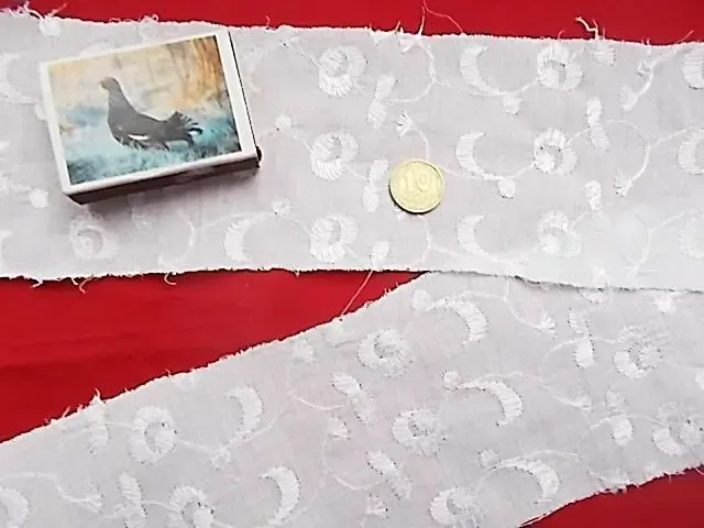 Ткань прошва хлопок батист белый с вышивкой шелком 3 куска For Hand 2