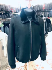 Дублянка бомбер чоловічий,комір норка