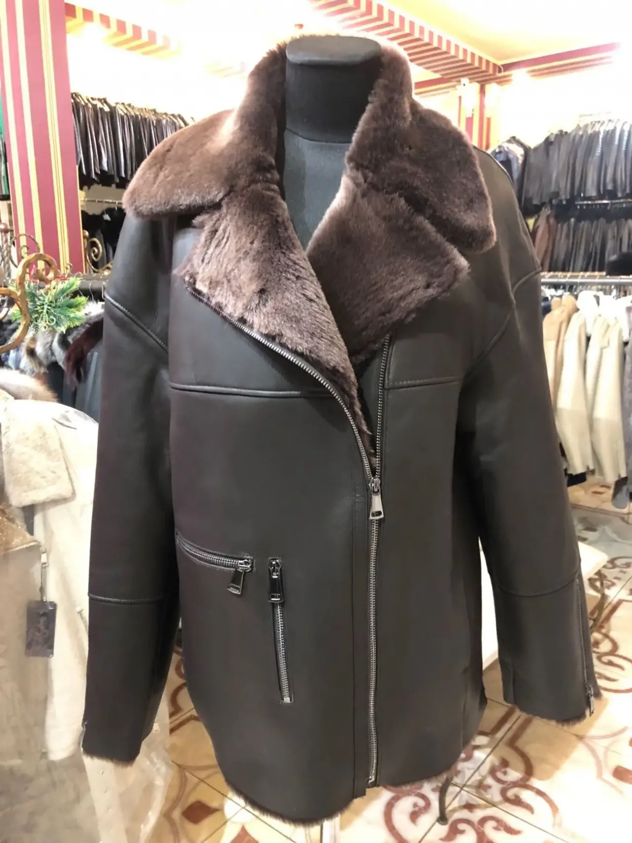 Пілот,жіноча дублянка коричнева,подовжена