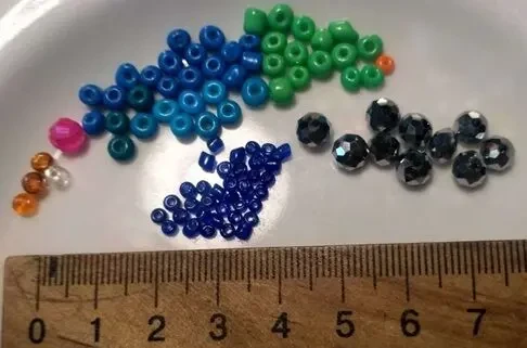 Бисер синий , оранжевый, бусины серебро, набор для  рукоделия 5