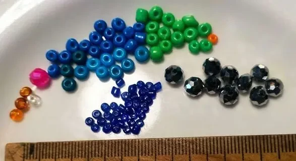 Бисер синий , оранжевый, бусины серебро, набор для  рукоделия 3