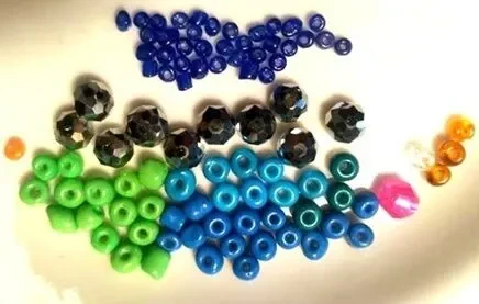 Бисер синий , оранжевый, бусины серебро, набор для  рукоделия 6