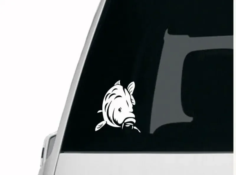 Наклейка на авто Карп Белая светоотражающая 3