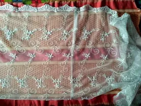 Ткань красивая кружевная вышивка на тюле, под старину For Hand Made