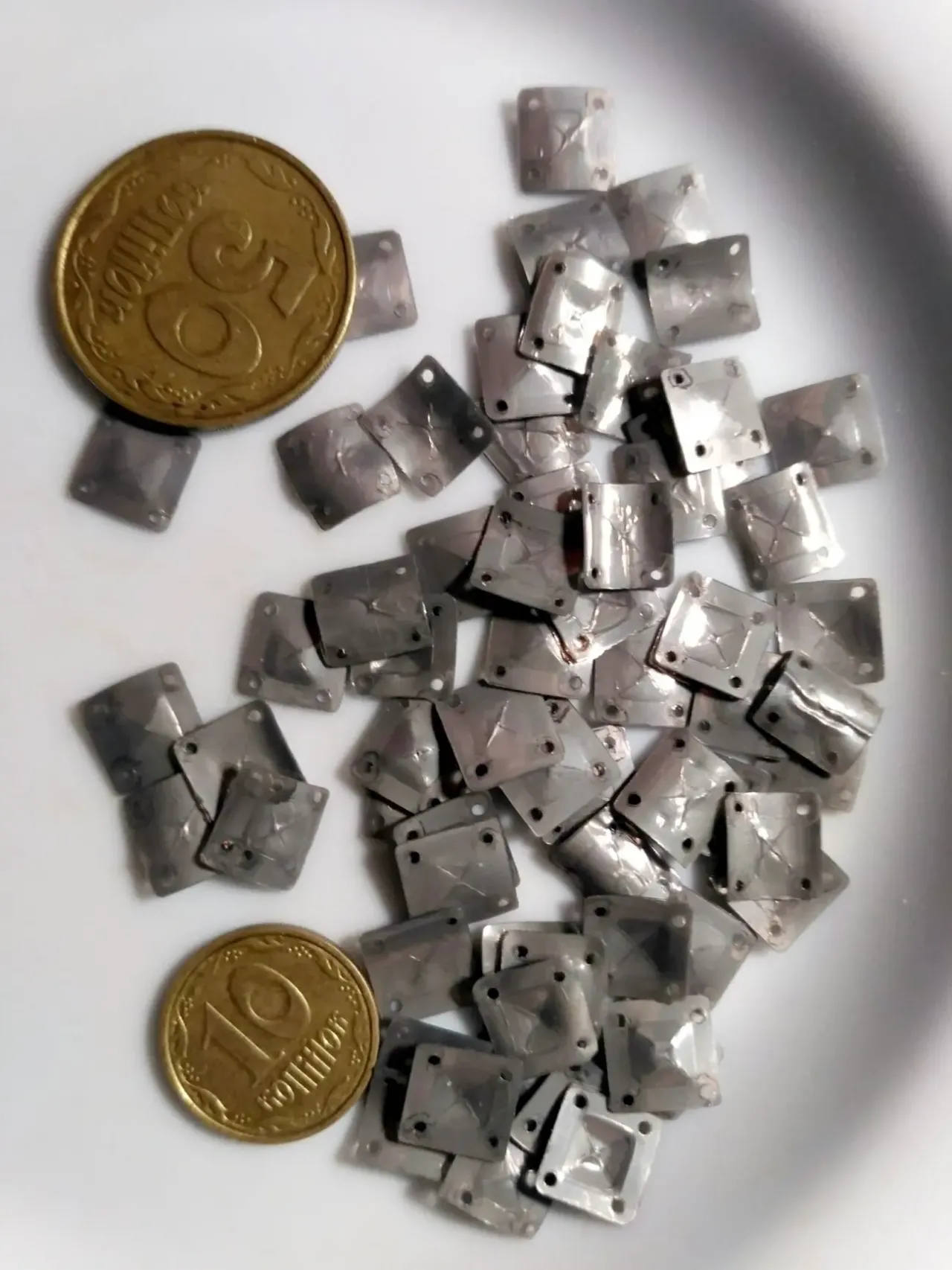 Декор Квадраты   под серебро, пришивные, For Hand Made