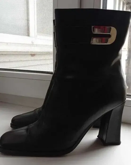 Сапоги ботинки ботильоны зимние Италия кожа мех р. 39-40 4