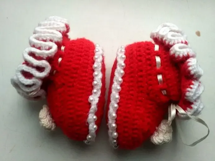 Нарядные детские пинетки ботинки вязаные новые 6