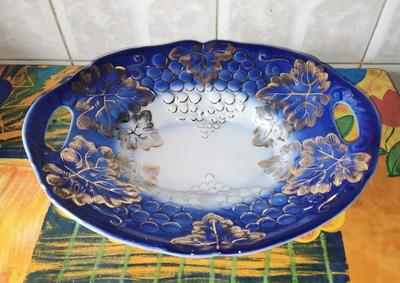 Кобальтовое, фарфоровое блюдо, фруктовница ссср, Коростень 8