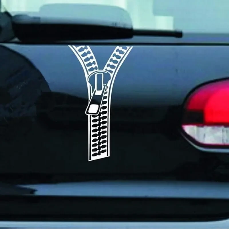 Наклейка на авто Молния Белая Светоотражающая застежка 3