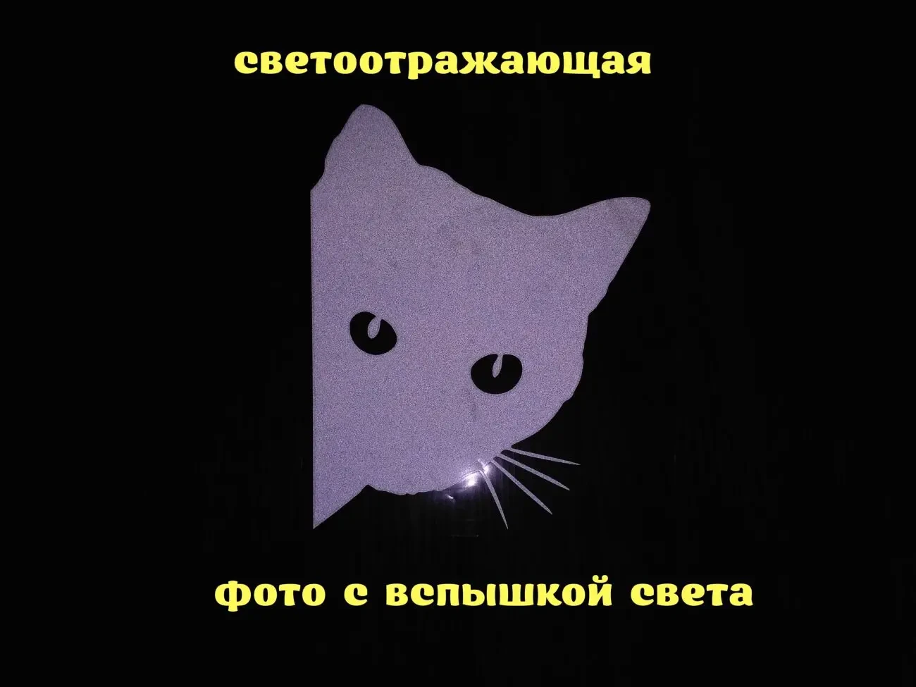 Наклейка на авто Кот Белая светоотражающая 2