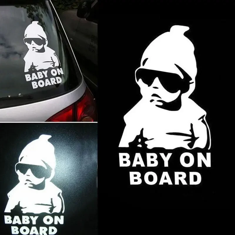 Наклейка Baby On Board Белая светоотражающая на авто