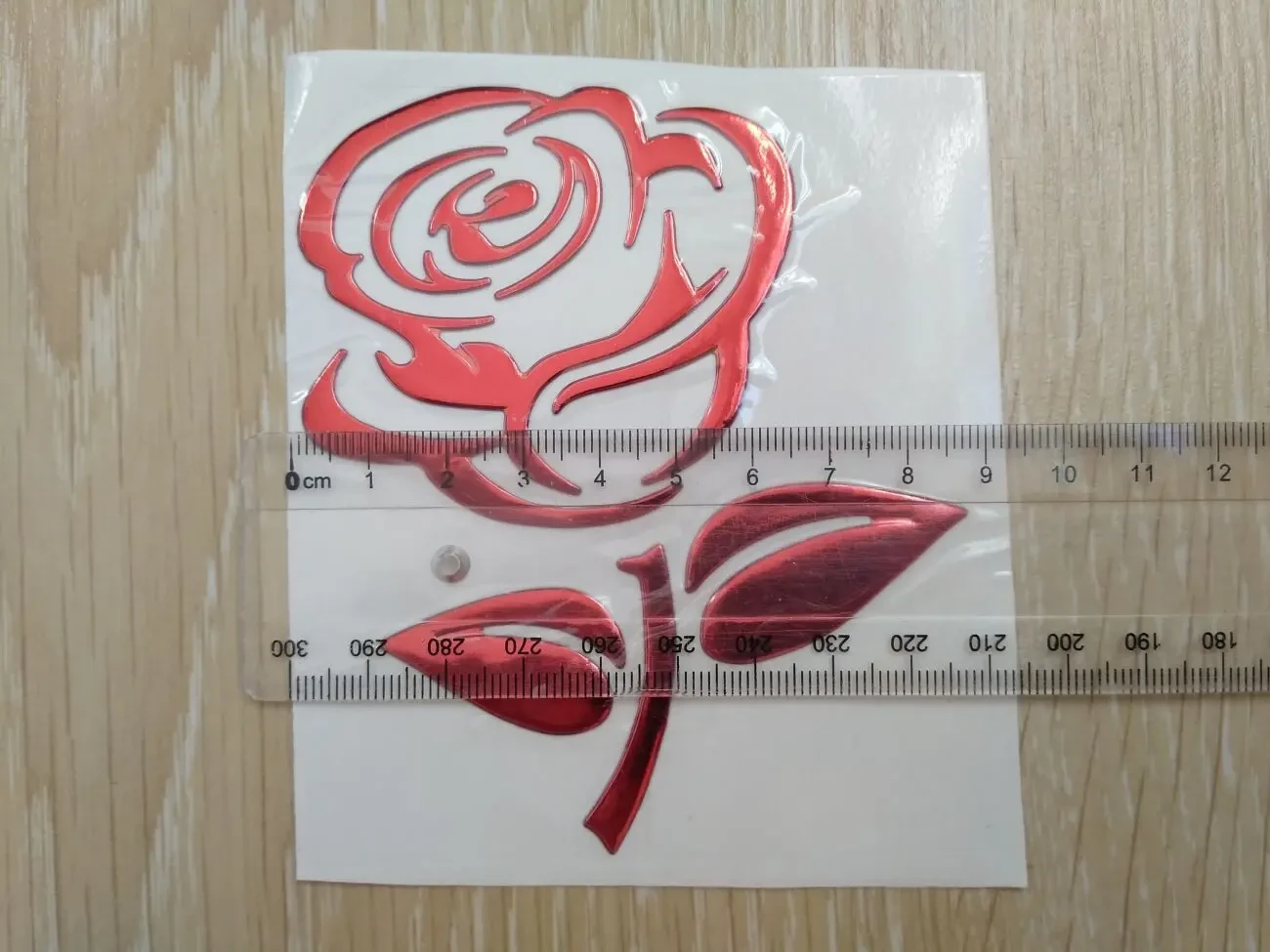 Наклейка на авто Роза Красная выпуклая 3