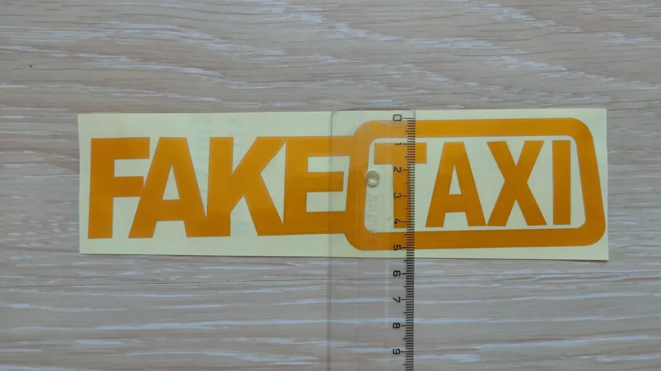 Наклейка на авто Faketaxi желтая светоотражающая 4