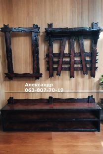 Прихожая из дерева под старину 1800мм ( вешалка, обувная полка, рама