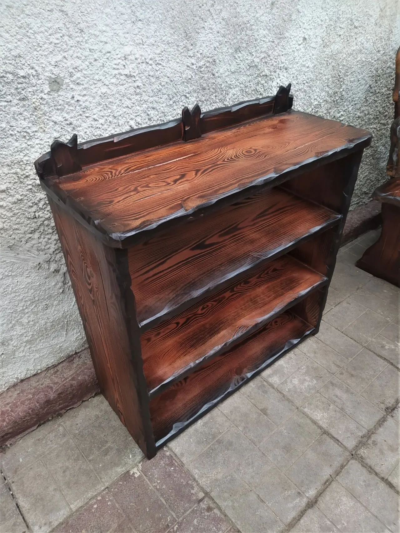 Тумба для обуви из дерева под старину ( полка обувная ) для бани 5