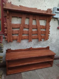 Прихожая деревянная под старину 3( вешалка, полка для обуви )