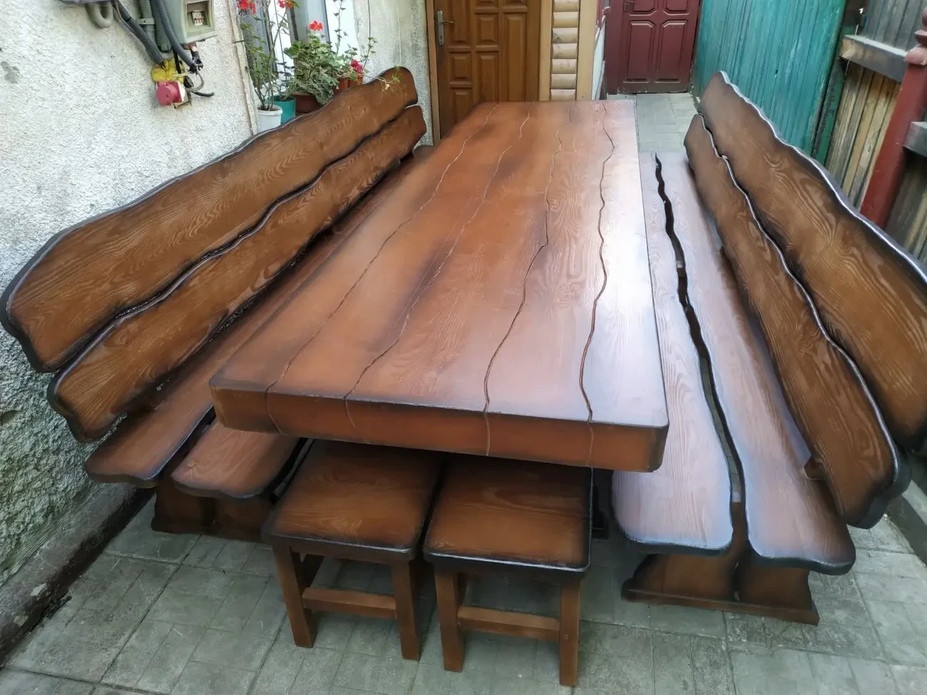 Комплект мебели из массива 3000мм ( стол, лавки ) 2