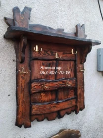 Вешалка для одежды 5 ( настенная, для бани из дерева под старину )