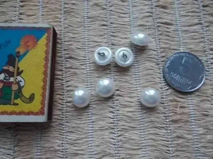 Пуговицы гудзики жемчужины  с металл. петлей-ушком  6 шт. 3