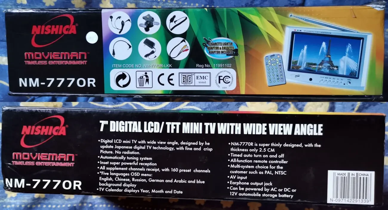 Міні-телевізор LCD Nishica NM-7770R. 7 дюймів 2