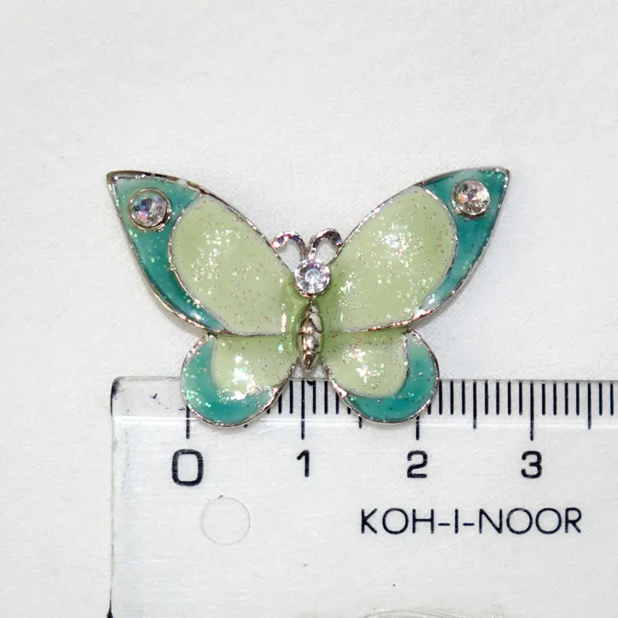 Брошь бабочка на воротник пришивная брошка на шапочку со стразами 8