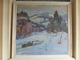 Закарпатская школа. Цибере х.м. раз.117х113 см. 1991 г. Зима 8-штук