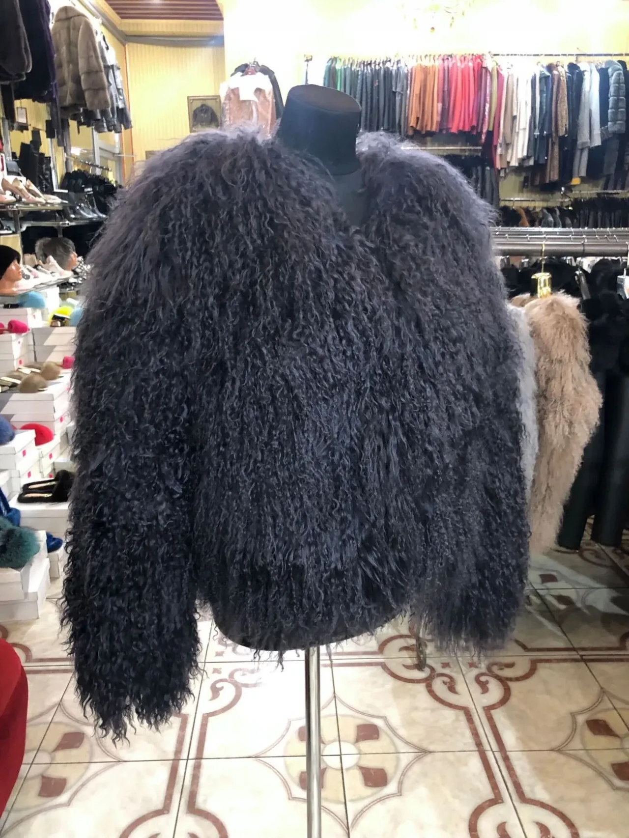 Шуба лама синя,беж,коричнева 6