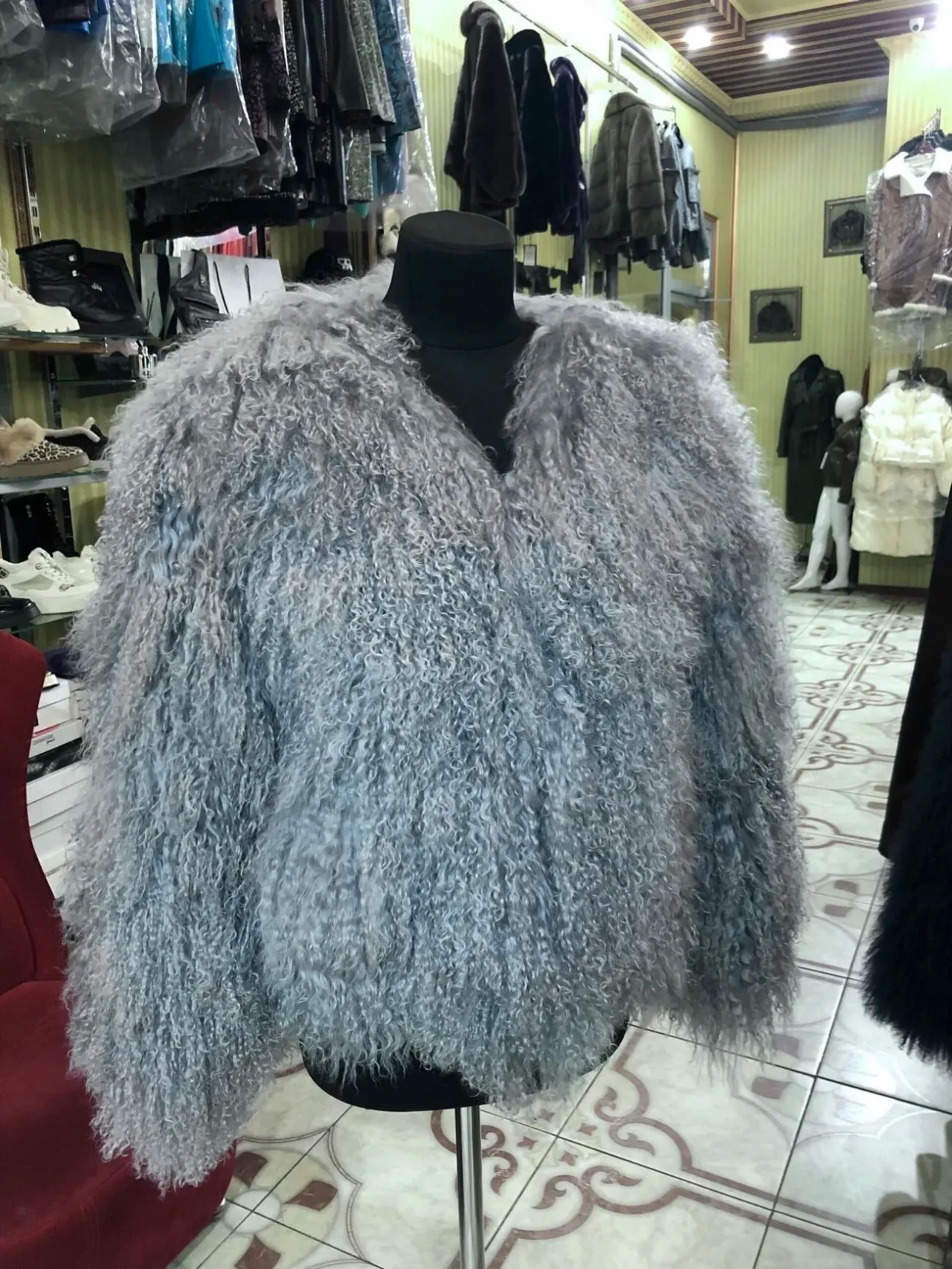 Шуба лама синя,беж,коричнева 5