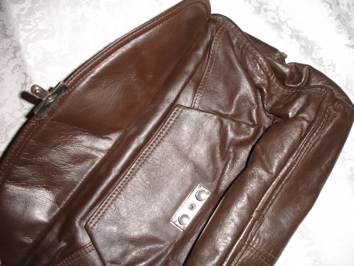 Сумка-САКВОЯЖ темно-коричнева 30 х 20 см. ШКІРА. Ретро. ВІНТАЖ. 5