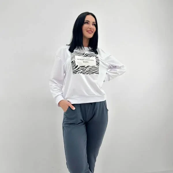 Трикотажний спортивний костюм з принтом норма, батал