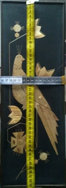 Панно декоративное из соломки кукушка 1978 г., под стеклом 3