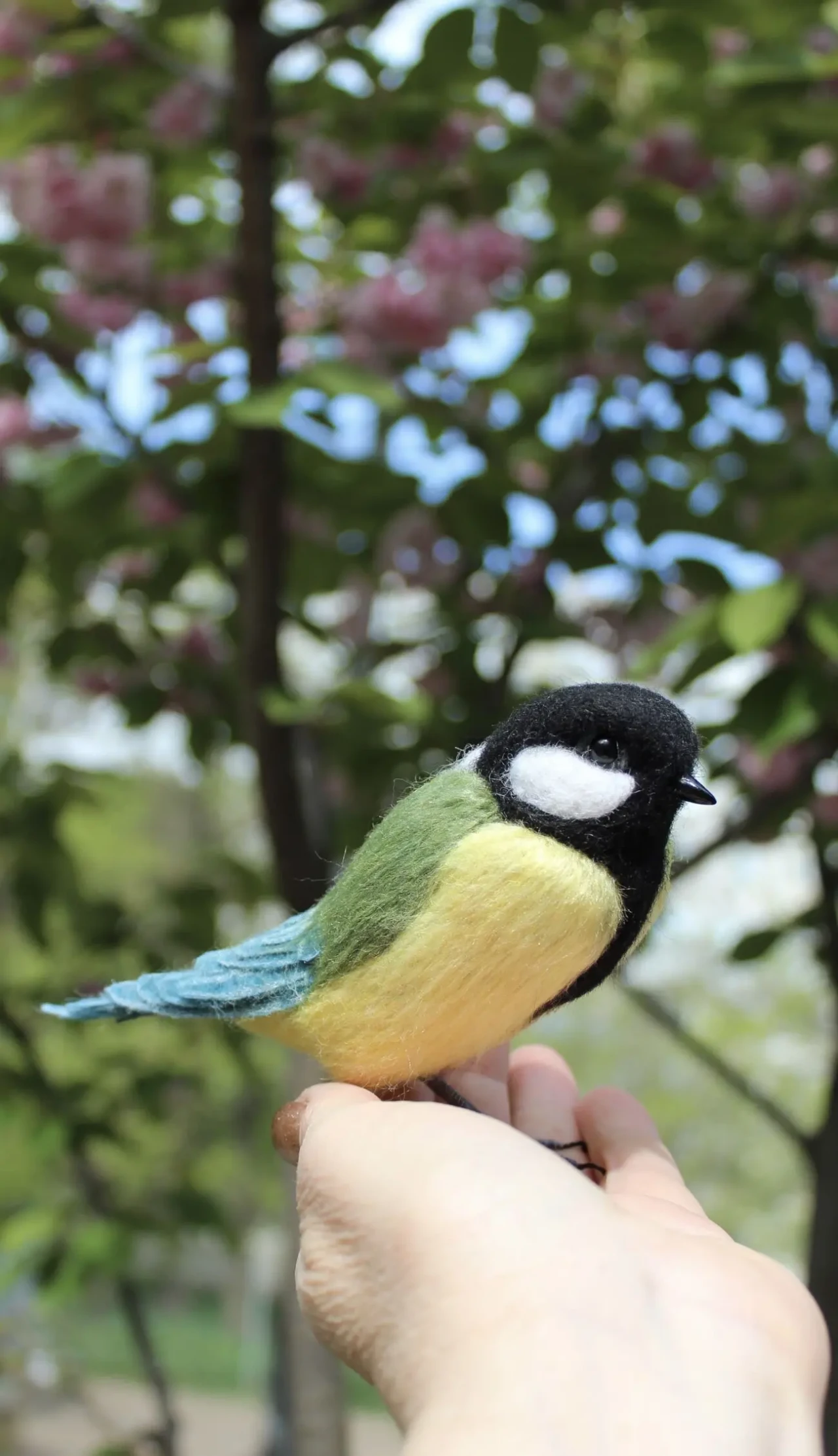 Синичка іграшка валяна з шерсті інтерєрна птица Синица подарунок 9